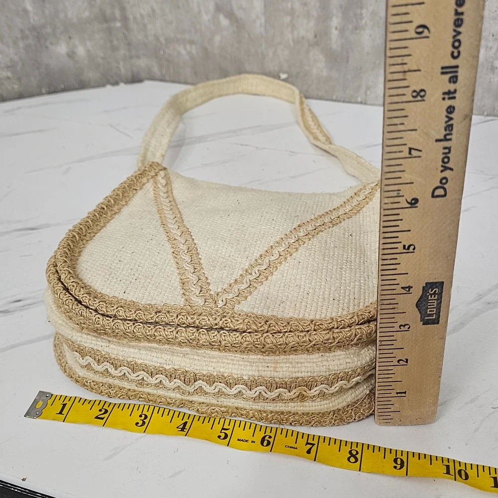 Carpetbags‎ of America Woven Cream Tan Crossbody Shoulder Bag Boho Cottagecore